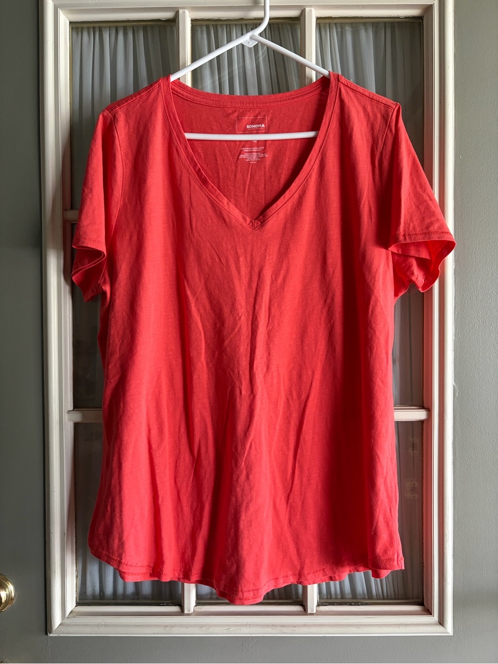 Sonoma Coral V-Neck Short Sleeve Tee